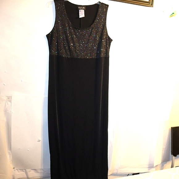 Onyx Nite Dresses & Skirts - Onyx Nite sleeveless print bling sparkle maxi dress black stretch 16 by Wendye